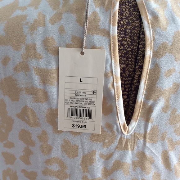 NWT A New Day Cheetah Print Cream Silky blouse L - Picture 13 of 15